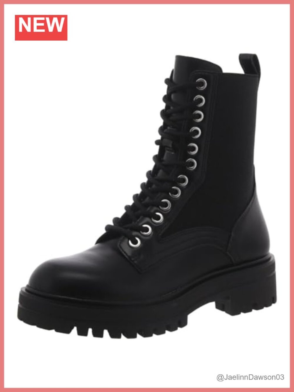 Women's Mid-Calf Lace-Up Combat Boots with Chunky Block Heel and Nubuck Leather
